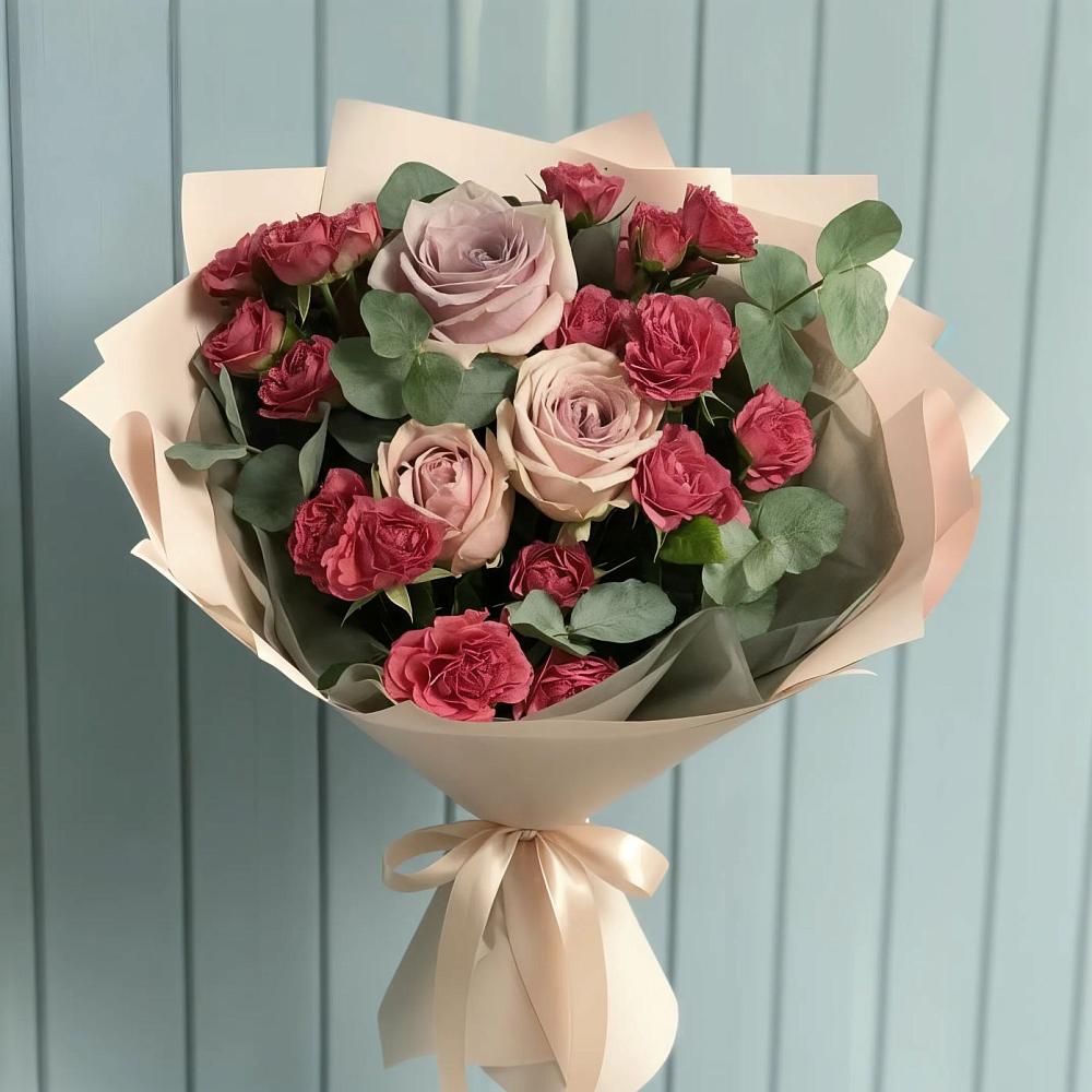 Букет цветов из: Гвоздики и Розы в Чебаркуле