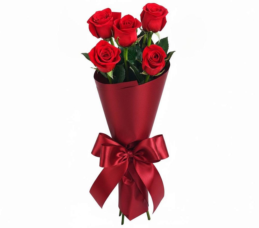 Букет 5 Красных роз Эдлесс Лав в Чебаркуле
