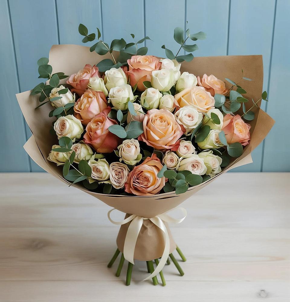 Букет цветов из: Альстромерии и Розы в Чебаркуле