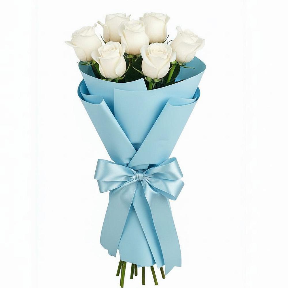 Букет 7 белых роз Проуд в Чебаркуле