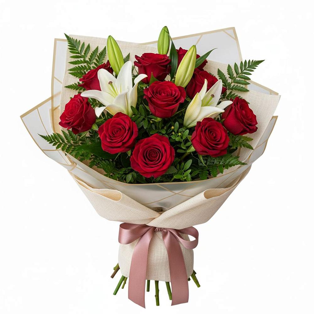 Букет цветов из: Лилии и Розы в Чебаркуле