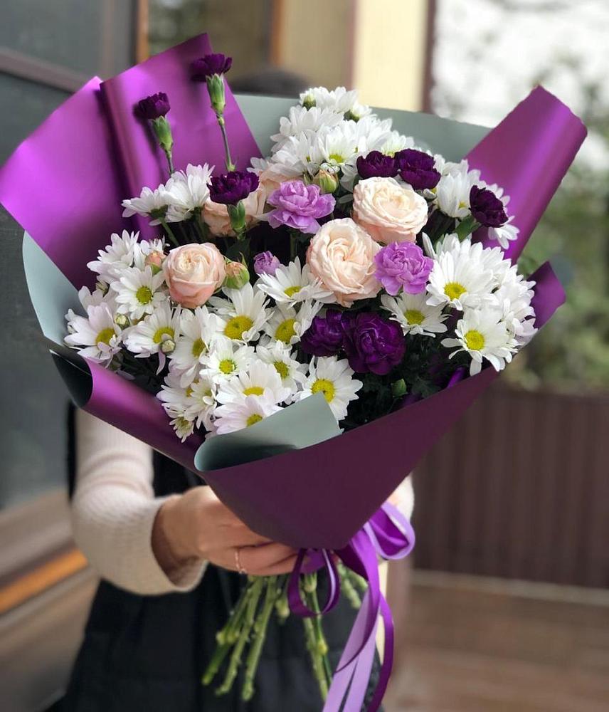 Букет цветов из: Хризантемы, Гвоздики и Розы в Чебаркуле