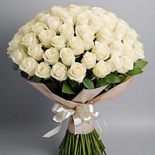 Букет 101 беля роза Белоснежка в Чебаркуле