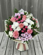 Букет цветов из:  Альстромерии, Гвоздики, Розы и Хризантемы #REPLACE_PRED# Чебаркуле