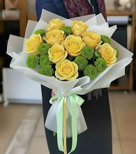 Букет цветов из:  Хризантемы и Розы в Чебаркуле