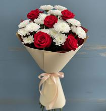 Букет цветов из:  Розы и Хризантемы в Чебаркуле