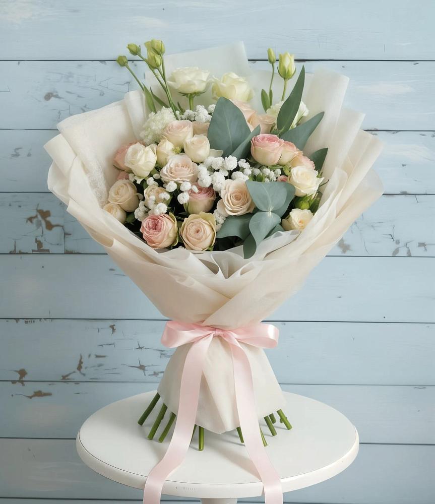 Букет цветов из: Розы и Лизиантусы в Чебаркуле