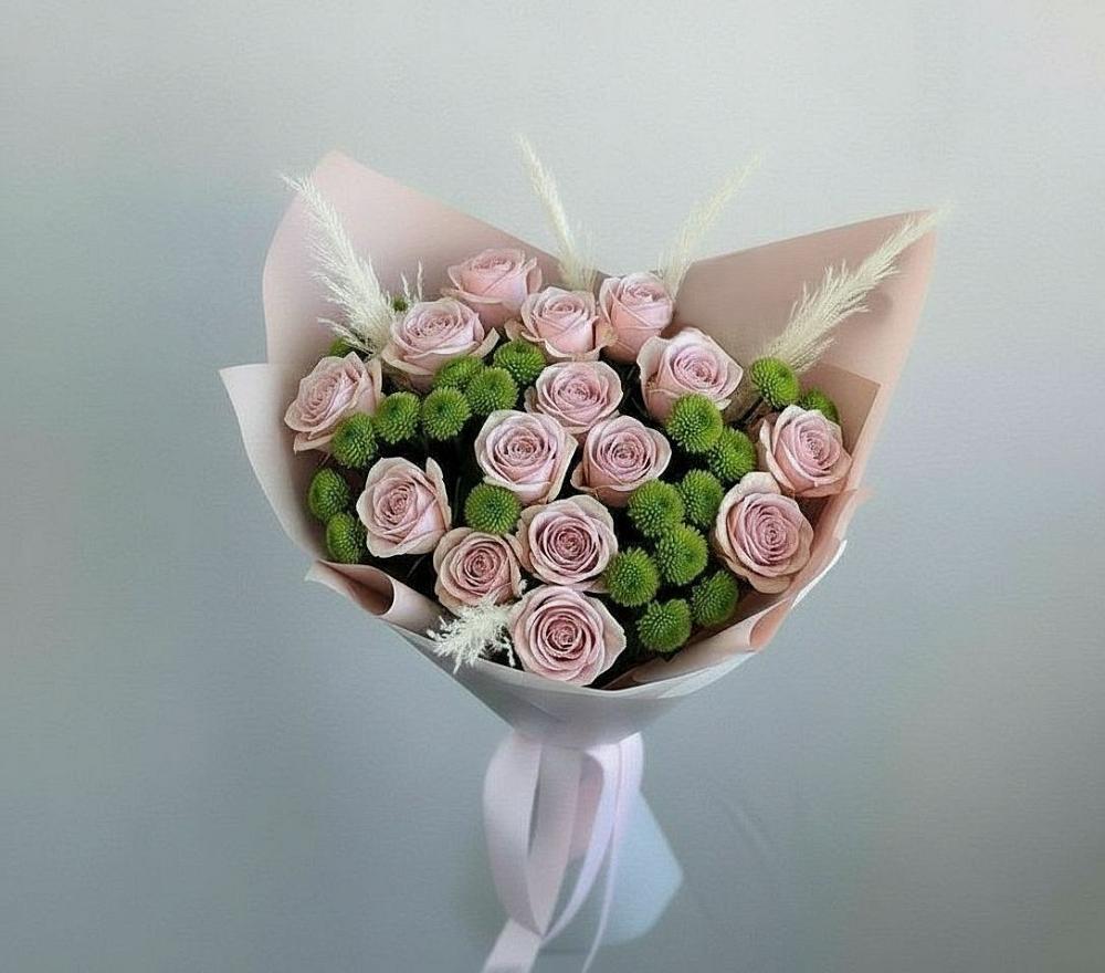 Букет цветов из: Розы и Хризантемы в Чебаркуле