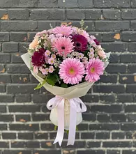 Букет цветов из:  Герберы и Хризантемы в Чебаркуле