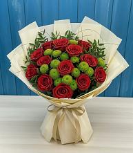 Букет цветов из:  Розы и Хризантемы в Чебаркуле