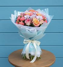 Букет цветов из:  Хризантемы и Розы в Чебаркуле